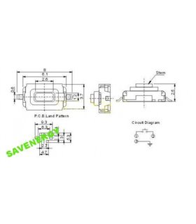 Кнопка тактовая микрик 3х6х2.5 мм SMD (10365) Кнопка тактовая микрик 3х6х2.5 мм SMD (10365)