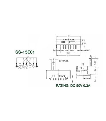 Движковый переключатель тумблер 5 позиций SS-15E01 (14874)