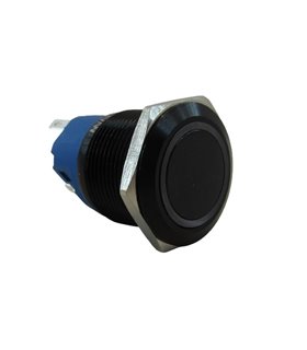 Кнопка антивандальная тактовая без фиксации черная 22мм белый цвет (18119)