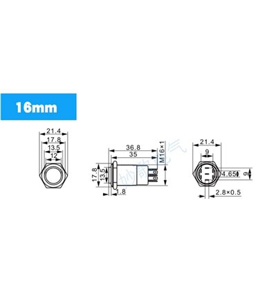 Кнопка антивандальная 16мм черная без фиксации 220VAC (17224)