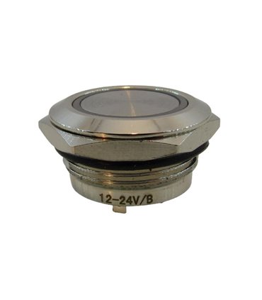 Кнопка антивандальная тактовая без фиксации хром 22мм синий цвет (18129)