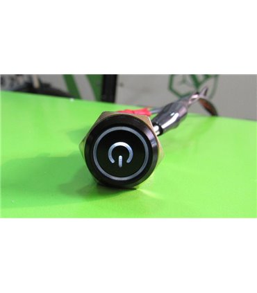 Кнопка антивандальная 16мм черная power selflock с подсветкой 220VAC (17226)