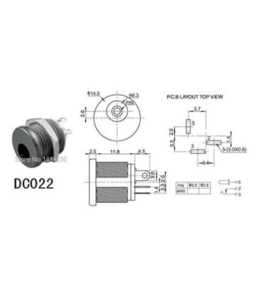 Разъем питания DC-022 DC022 5.5*2.1mm под монтаж в корпус (17183)