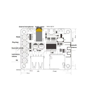 Плата Bluetooth MP3 беспроводной аудио приемник 3.7V Micro USB (12303)