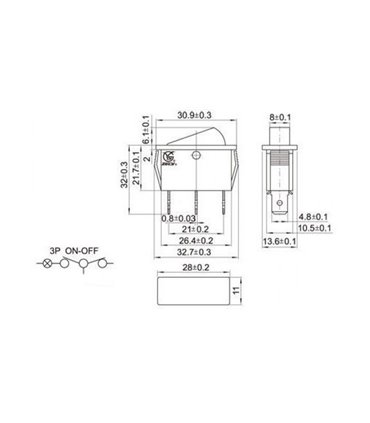Переключатель монтажный KCD3-101N KCD3 черный 15A 250V (11878)