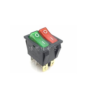 Двойной переключатель красный зеленый KCD4 16A 250V AC (12014)