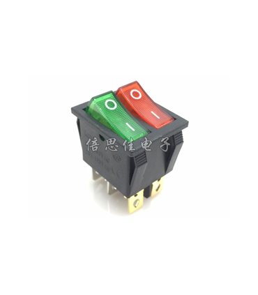 Двойной переключатель красный зеленый KCD4 16A 250V AC (12014)