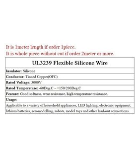 Монтажный кабель силиконовый 26awg UL3239 1.5мм 180С желтый 1м (16980)