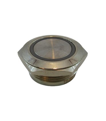 Кнопка антивандальная тактовая без фиксации хром 22мм красный цвет (18104)