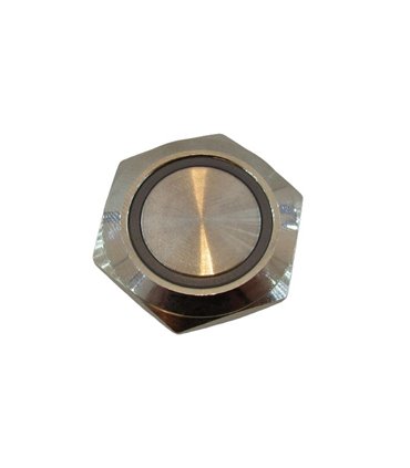 Кнопка антивандальная тактовая без фиксации хром 22мм красный цвет (18104)