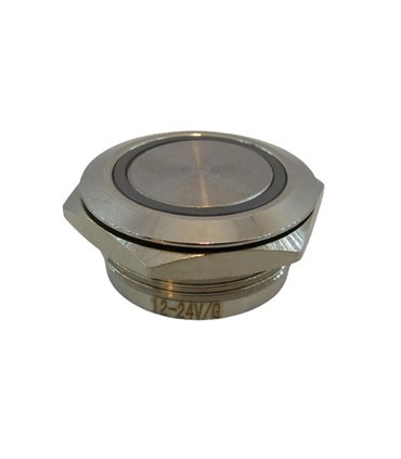 Кнопка антивандальная тактовая без фиксации хром 22мм зеленый цвет (18102)