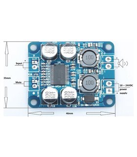 Цифровой усилитель TPA3118 60W 8-24V 4-8Ом (15933)