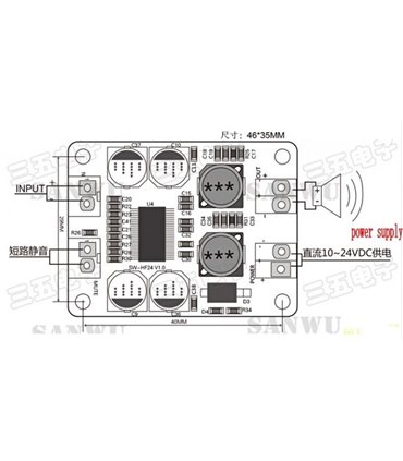 Цифровой усилитель TPA3118 60W 8-24V 4-8Ом (15933)