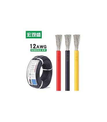 Изолированный кабель многожильный силикон 12AWG 4.5mm 200C красный 1м (15087)