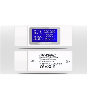Тестер USB-тестер Keweisi KWS-1705A для измерения напряжения емкости тока (18946)