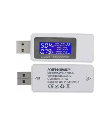 Тестер USB-тестер Keweisi KWS-1705A для измерения напряжения емкости тока (18946)