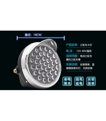 Фара для электроскутера мотоцикла 12-80V 36W 18см (17465)