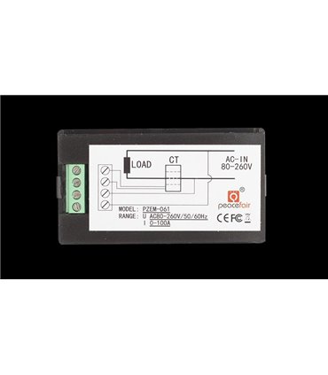 Счетчик электричества ваттметр AC 80-260V 100A PEACEFAIR PZEM-061 с шунтом (10540)