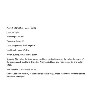 Лазер лазерный модуль с фокусировкой 20mw 3V крест красный 12*35мм (15950)