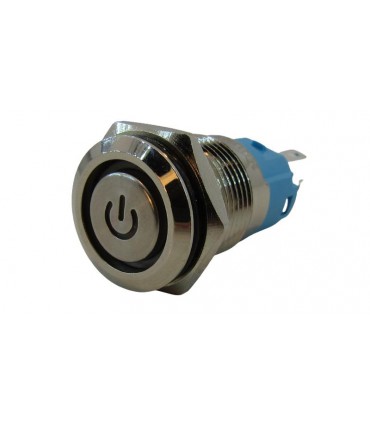 Антивандальная красная кнопка с фиксацией 16мм LED DC12-24V (20956)