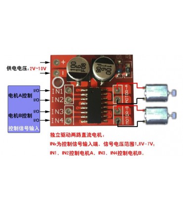 Модуль 2-канальный PWM ШИМ двигателя постоянного тока L298N mini (15678)