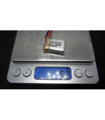 Высокотоковый аккумулятор LiPo 3.7V 20C 801723 701723 200mah molex 5.2g (16007)