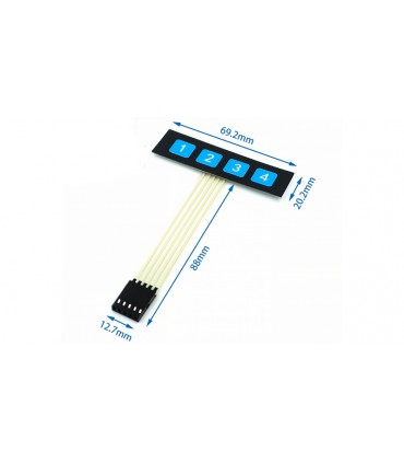 Внешняя матричная мембранная клавиатура 1*4 кнопки для Arduino (17512)