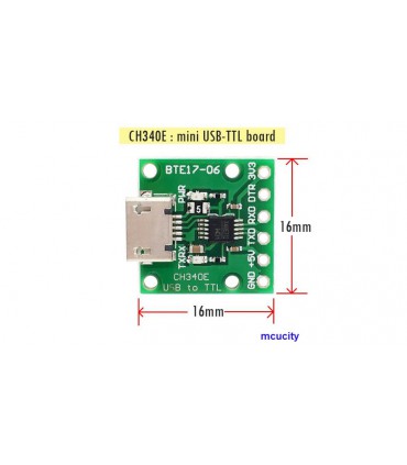 Конвертер USB-TTL CH340E 3.3V 5V USB UART RS232 TTL (17545)