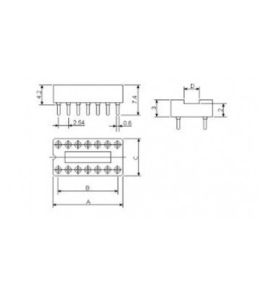 Цанговая панелька для микросхем IC гнездо dip-14pin (16177)