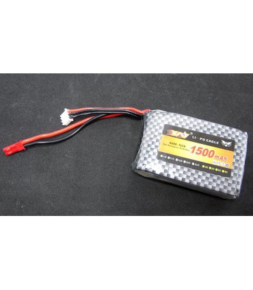 Аккумулятор квадрокоптера LiPo 7.4V 70C 1500mah 2S JST 98г 65*43*16мм (16026)