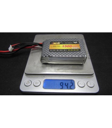 Аккумулятор квадрокоптера LiPo 7.4V 70C 1500mah 2S JST 98г 65*43*16мм (16026)