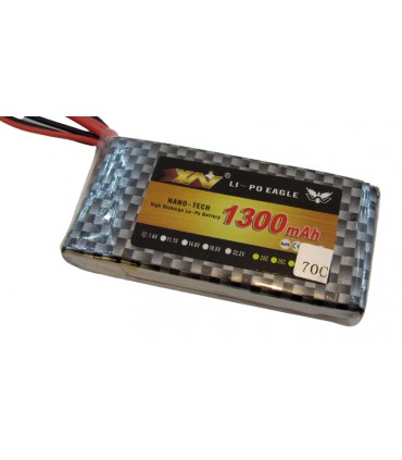 Аккумулятор квадрокоптера LiPo 7.4V 70C 1300mah 2S JST 73г 70*34*15мм (16027)