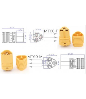 Штекер разъем нейлоновый MT60 пара 60A (16698)