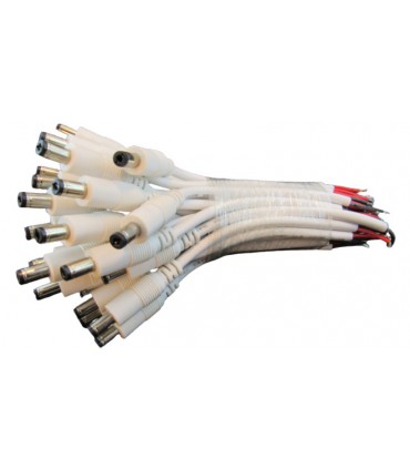 Штекер белый с кабелем DC папа 5.5*2.1мм 0.75мм 15см (18199)