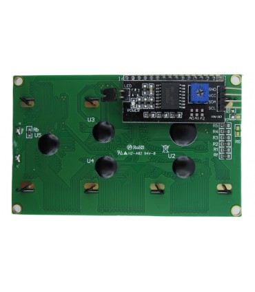 Дисплей LCD 2004 20*4 I2C Arduino зеленая подсветка черные символы (18926)