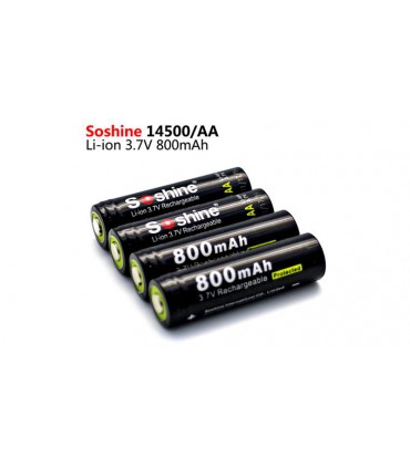 Аккумулятор Li-Ion Soshine 14500 AA пальчиковый 3.7V 800mAh с защитой (14563)