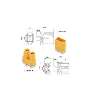 Штекер разъем нейлоновый XT30 пара 30A (16696)