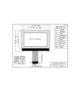 Дисплей LCD LX12864L1 LX12864P1 53*40мм зеленый (16372)