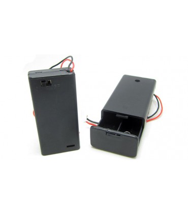 Холдер бокс для аккумуляторов батареек 2*AA 2*14500 с крышкой (15448)