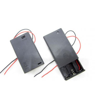 Холдер бокс для аккумуляторов батареек 3*AAA 3*10440 с крышкой (15453)