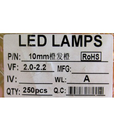 Светодиод LED F10 10мм оранжевый (18483)