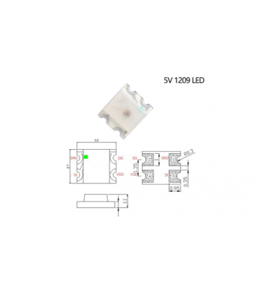 Светодиод управляемый 1206 1209 WS2812B 3227RGB 5V (18178)