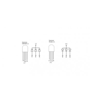Трёхцветный светодиод RGB f5 5мм общий катод (10335)