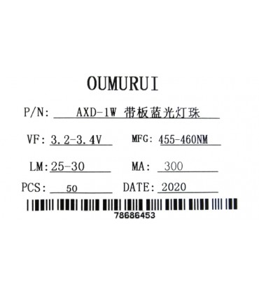 Светодиод LED на радиаторе 1W 455-460nm синий (17131)