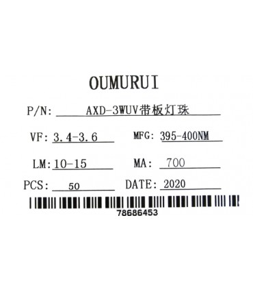 Светодиод LED на радиаторе 3W 395-400nm ультрафиолет (17143)