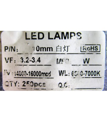 Светодиод LED F10 10мм белый (18486)