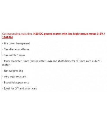 Износостойкое резиновое колесо для умного автомобиля 47*12mm под двигатель N20 (16082)