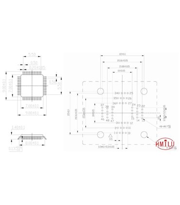 Адаптер для програмирования микроконтроллеров QFP48 IC FPQ-48-0.5-06 (15670)