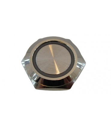 Кнопка антивандальная тактовая без фиксации хром 22мм синий цвет (18129)