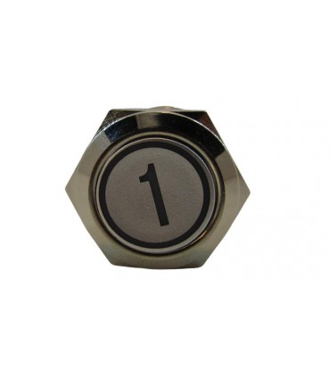 Антивандальная кнопка для лифта без фиксации 1 этаж 19мм синий цвет (18109)